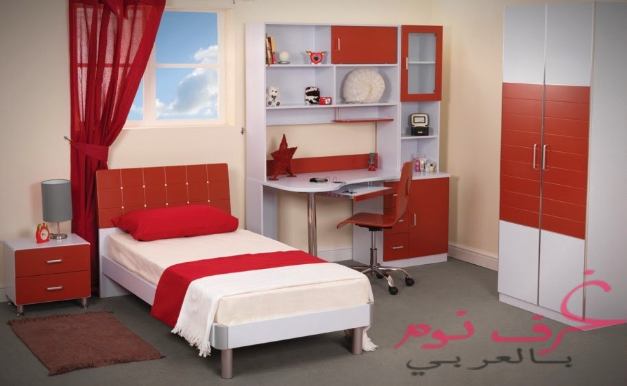 مجلة غرف نوم غرف نوم الاطفال باللونين الابيض والاحمر