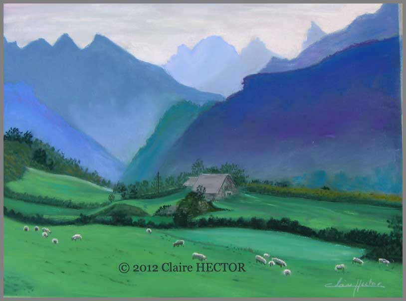 les couleurs de Claire pastels secs paysages;