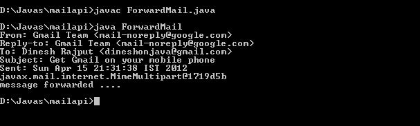 Forwarding Messages using Java Mail API