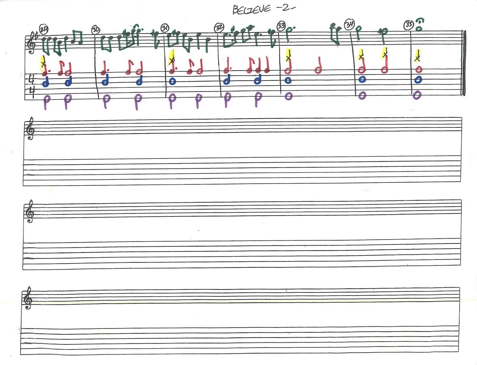 Percussion assignment chart