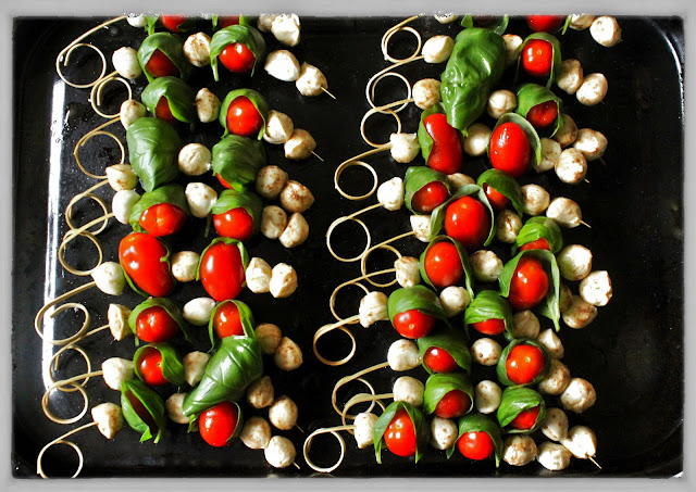 Caprese salad on a stick, msmarmitelover's supper club