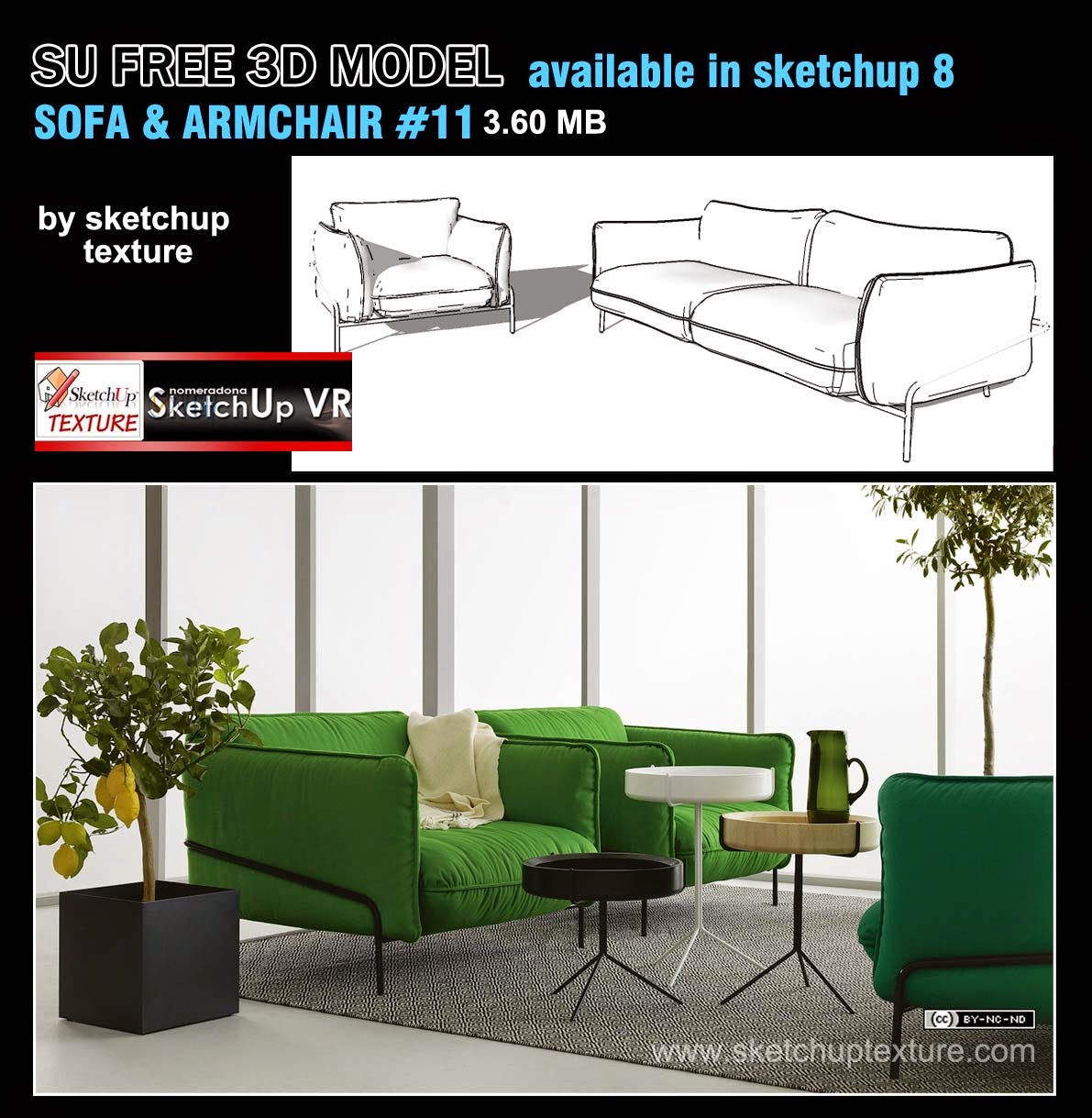 Free sketchup 3d model armchairs & sofa #11 - tutorial sketchup