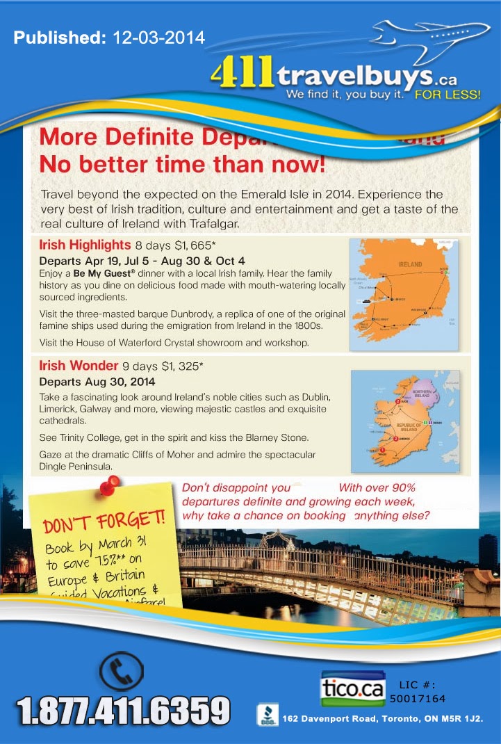 Trafalgar 411 travel buys Blowout Sale 411travelbuys.ca