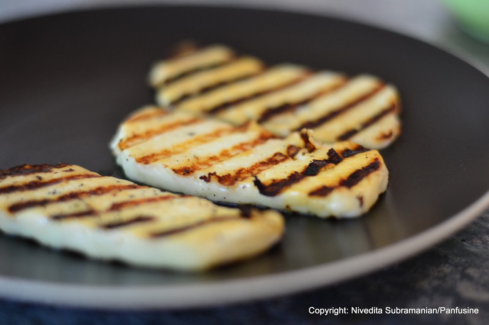 Summer Grilling Grilled Halloumi with herb/avocado spread and pineapple