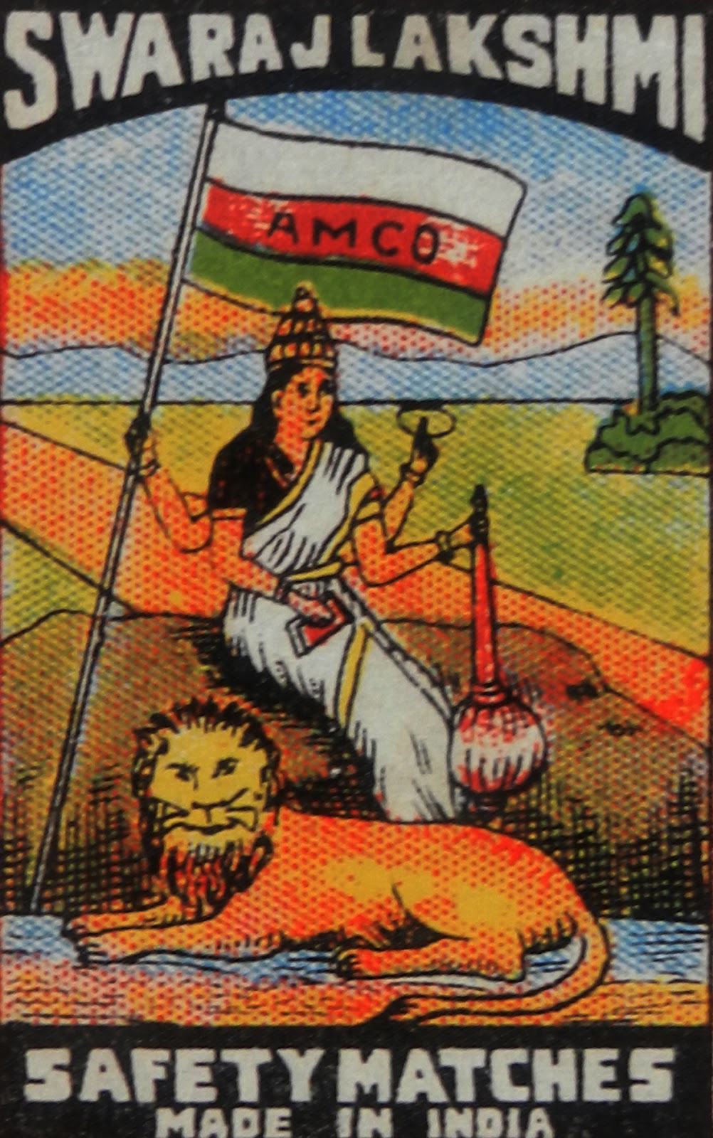 FLAGS and STAMPS INDIAN NATIONAL FLAG ON MATCHBOX LABELS