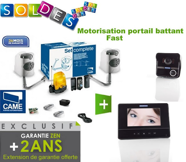 Motorisation portail 2 battants - CAME - Kit Fast - U1899 24V + 1 Interphone Ematronic EM7S
