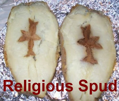 Potato with a religious cross