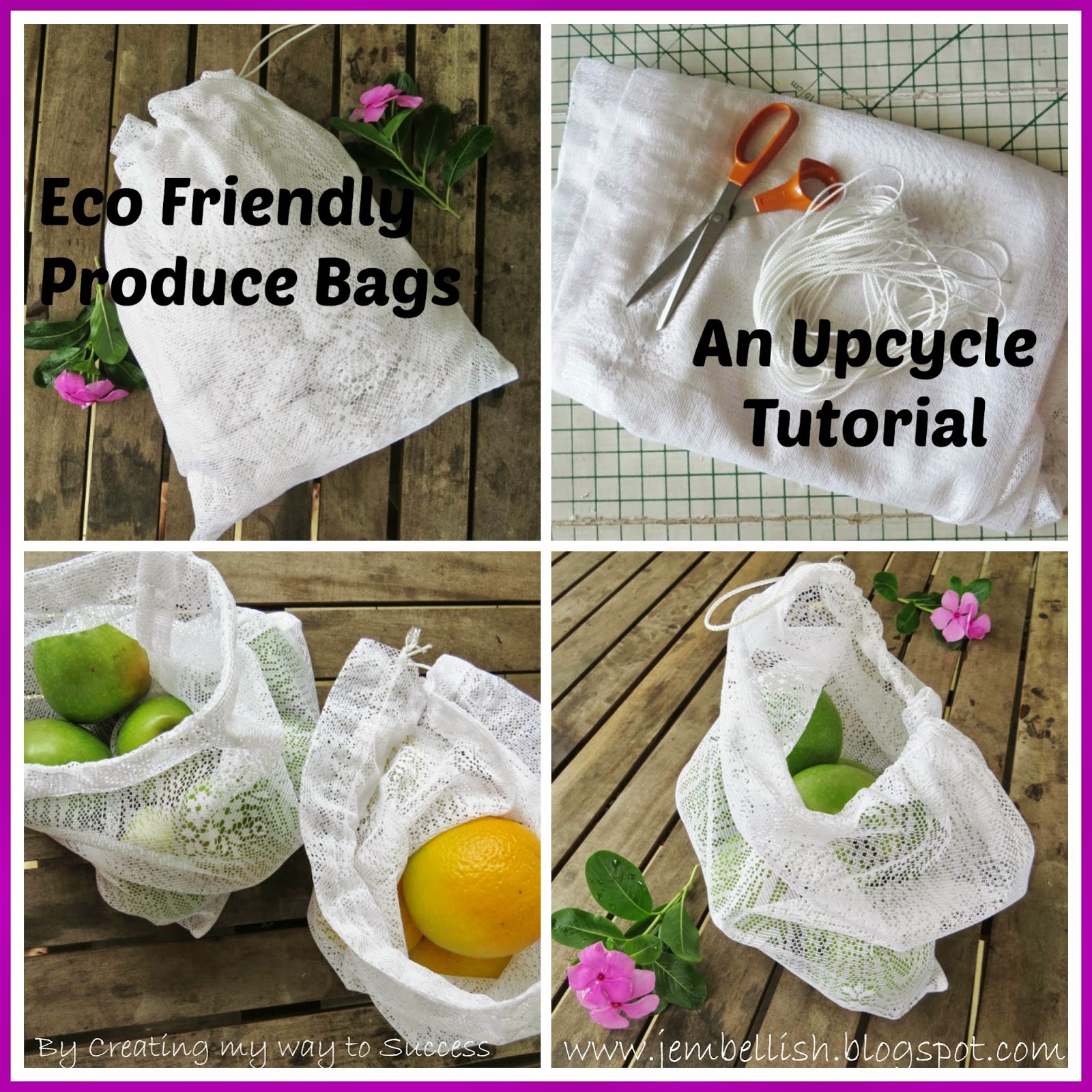 Creating my way to Success Eco Friendly Produce Bags an upcycle tutorial