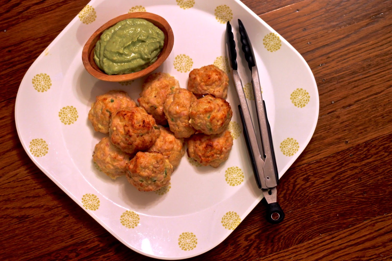 Chicken Meatballs with Spicy Avocado Yogurt