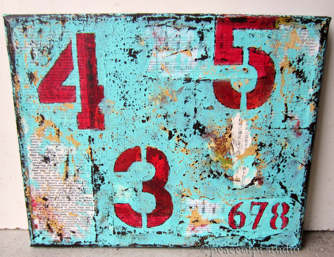 peaceofpi studio Numbers Mixed Media Painting