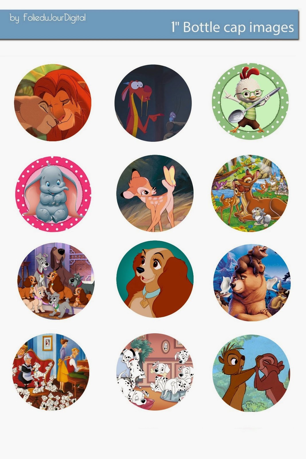 Free Bottle Cap Images Disney animals Free digital bottle cap images