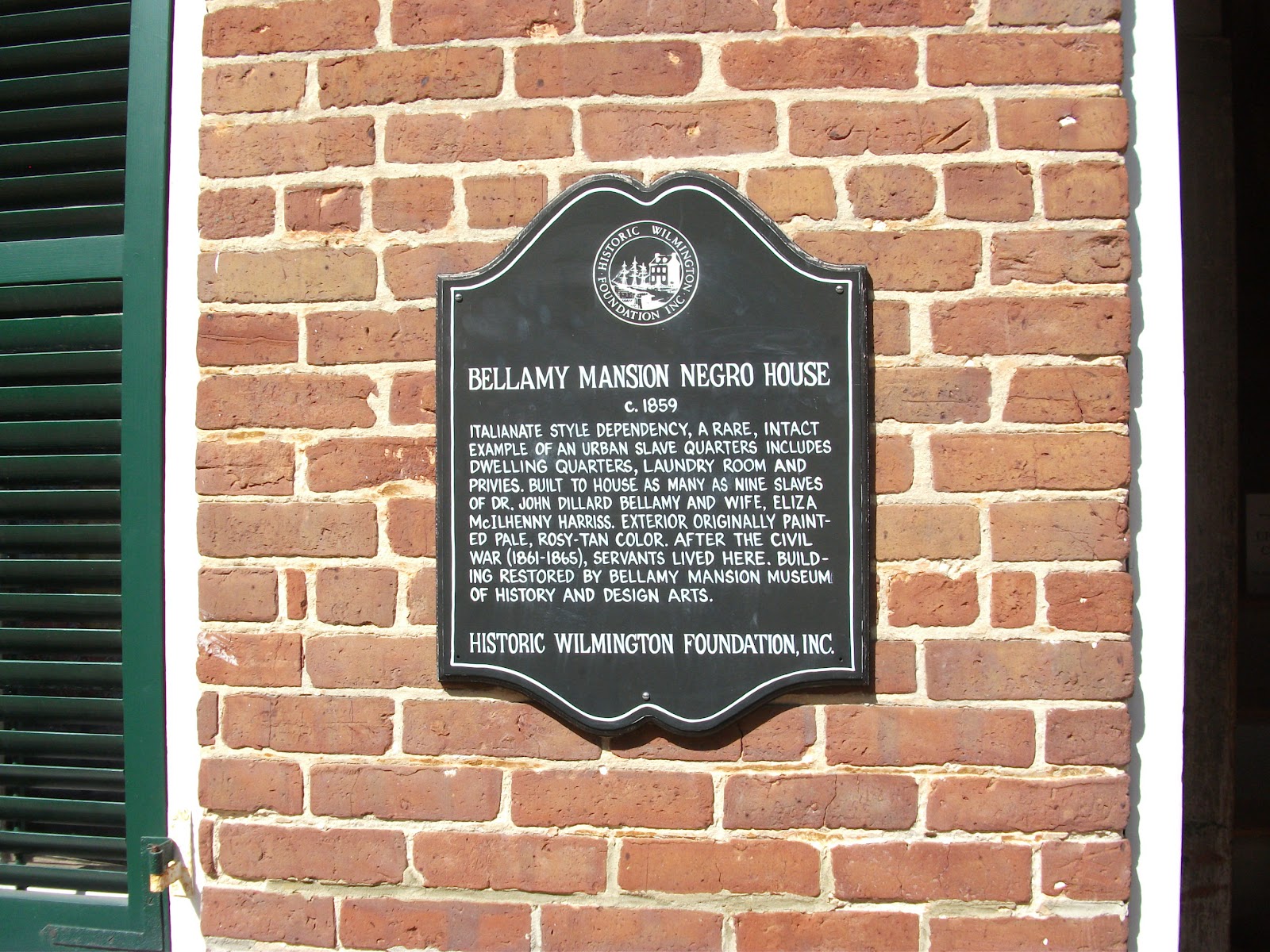 Historical Old Homes of Wilmington NC Historic Wilmington Foundation Plaque