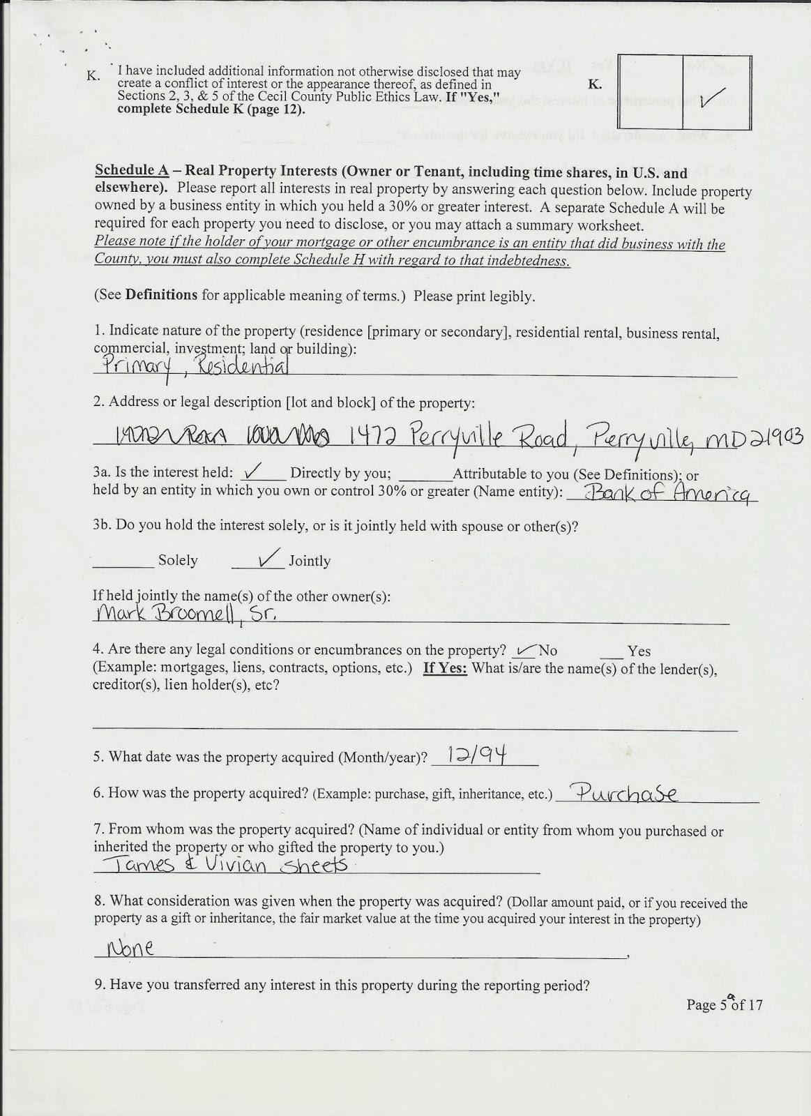 Personal disclosure statement example image