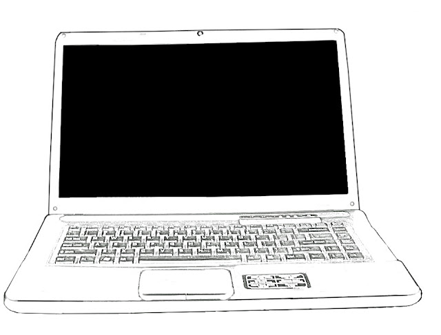 sketch of laptop against a white background