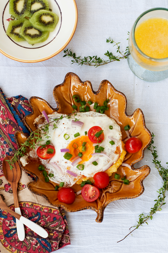 Savor Home Cheesy Polenta + Eggs & Tomatoes