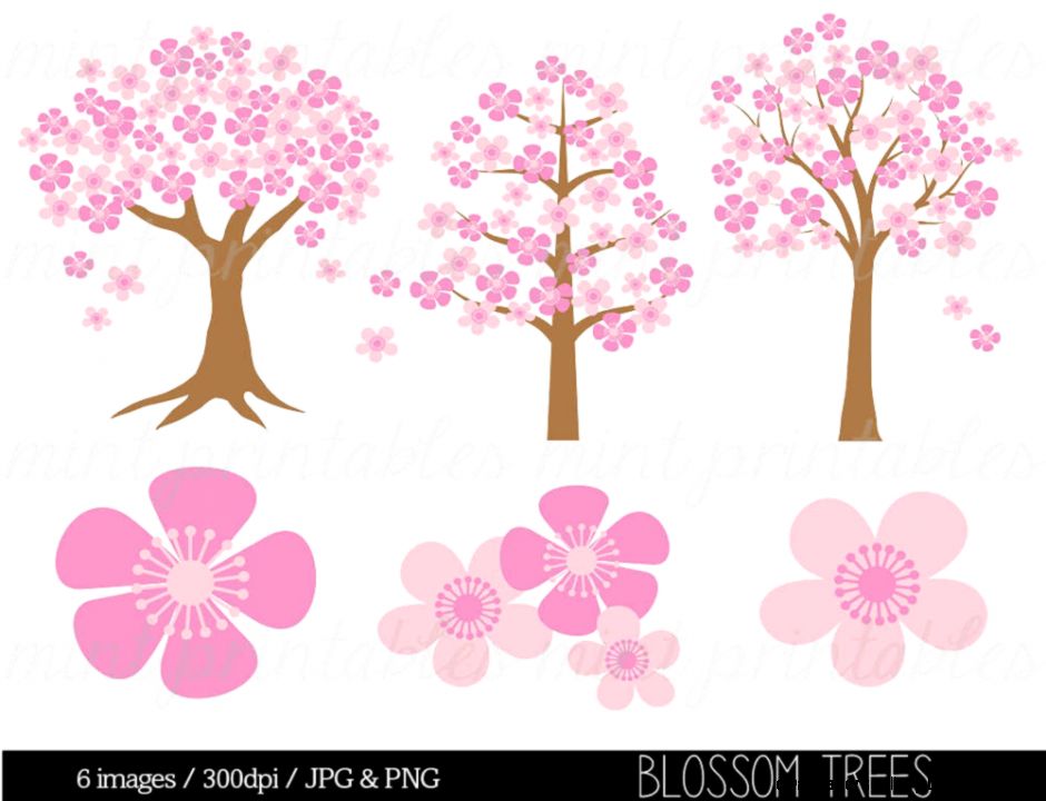 Tree Clipart Clip Art Spring Flower Flower by mintprintables Tree Clipart Clip Art Spring Flower Flower by mintprintables