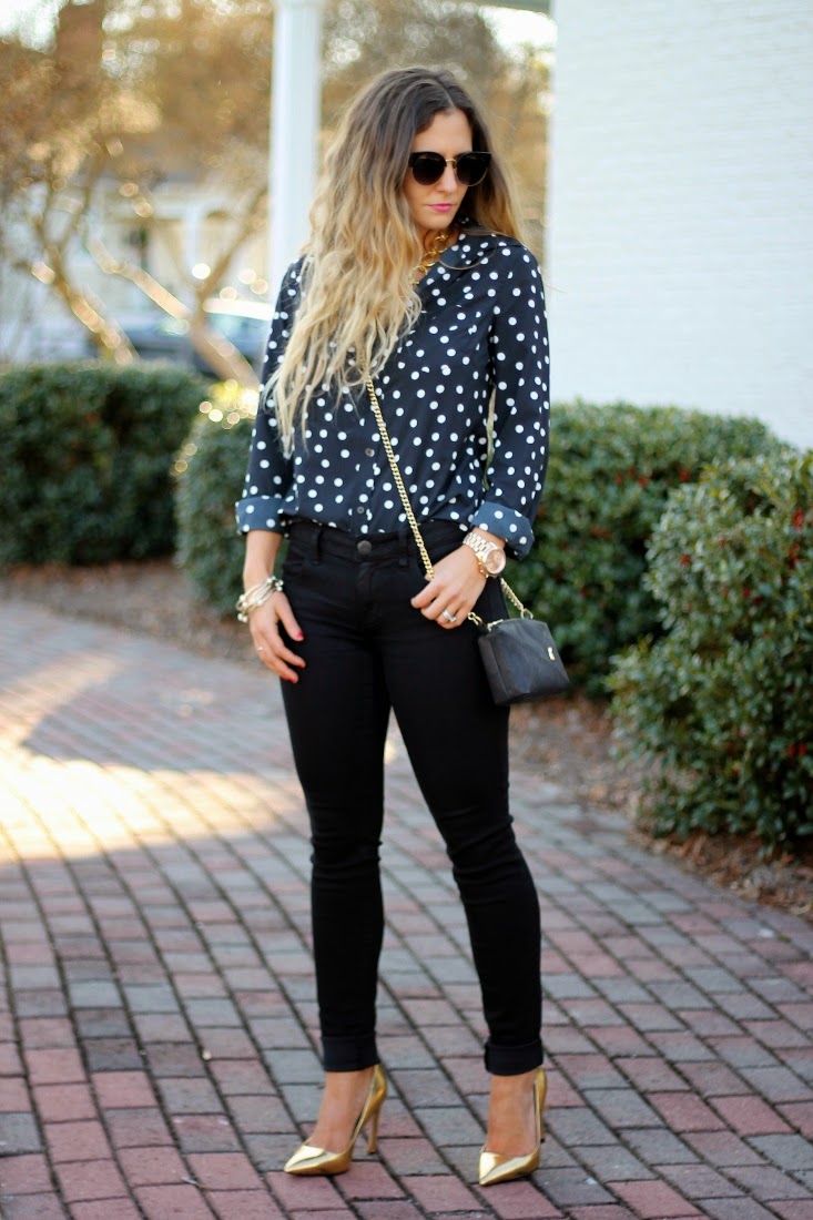 Black Polka Dot Jeans Outfit Black And White Polka Dot Pants
