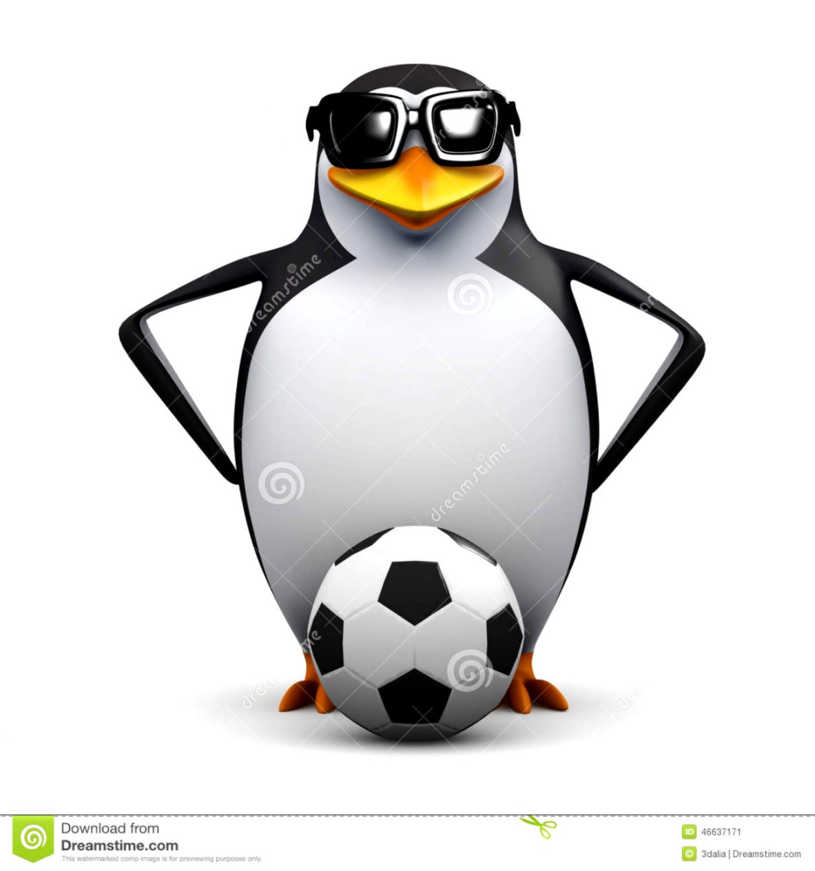 3d Penguin Soccer Player Shooting Ball Stock Illustration Image