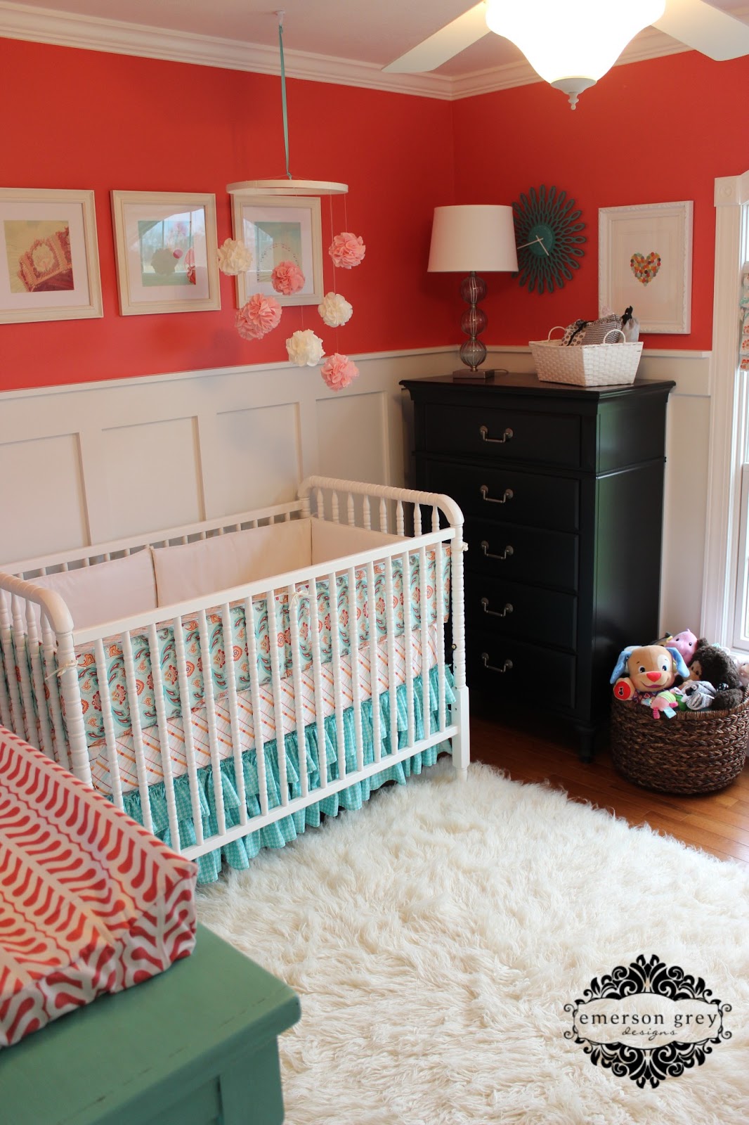 Delight {coral, teal and white nursery}