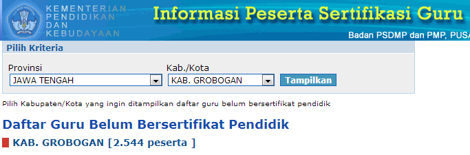 Maka akan terlihat data sebagai brerikut, lalu cari nama anda