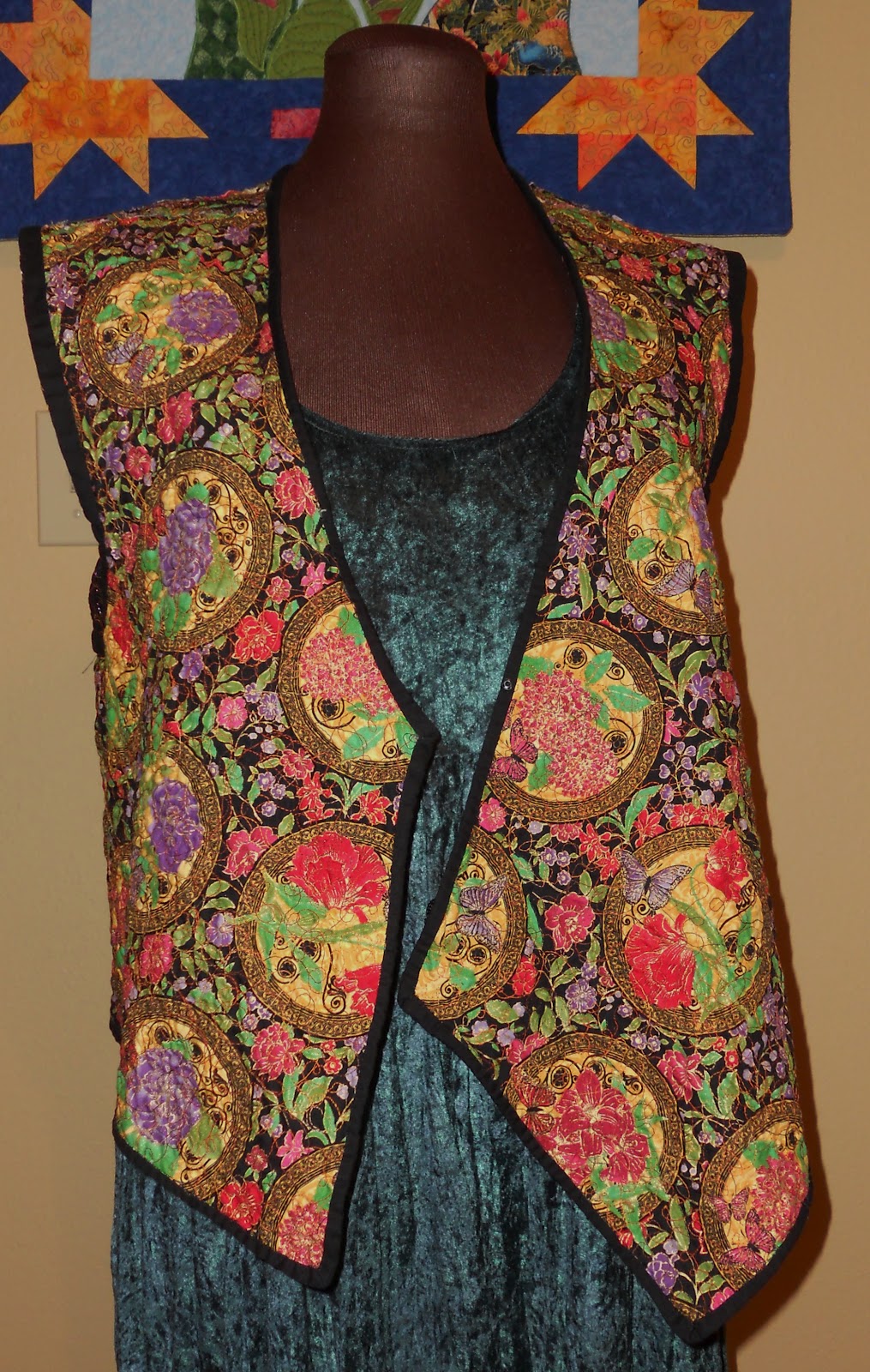 JUDYS FIBER ART Tapestry Floral Vest Wearable Art