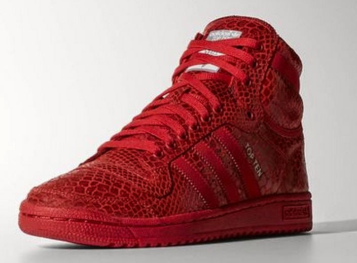 THE SNEAKER ADDICT adidas Originals Top Ten High Red Snakeskin Sneaker