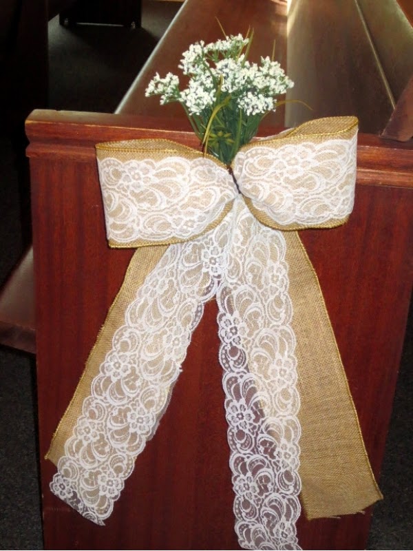 Burlap and lace wedding decorations