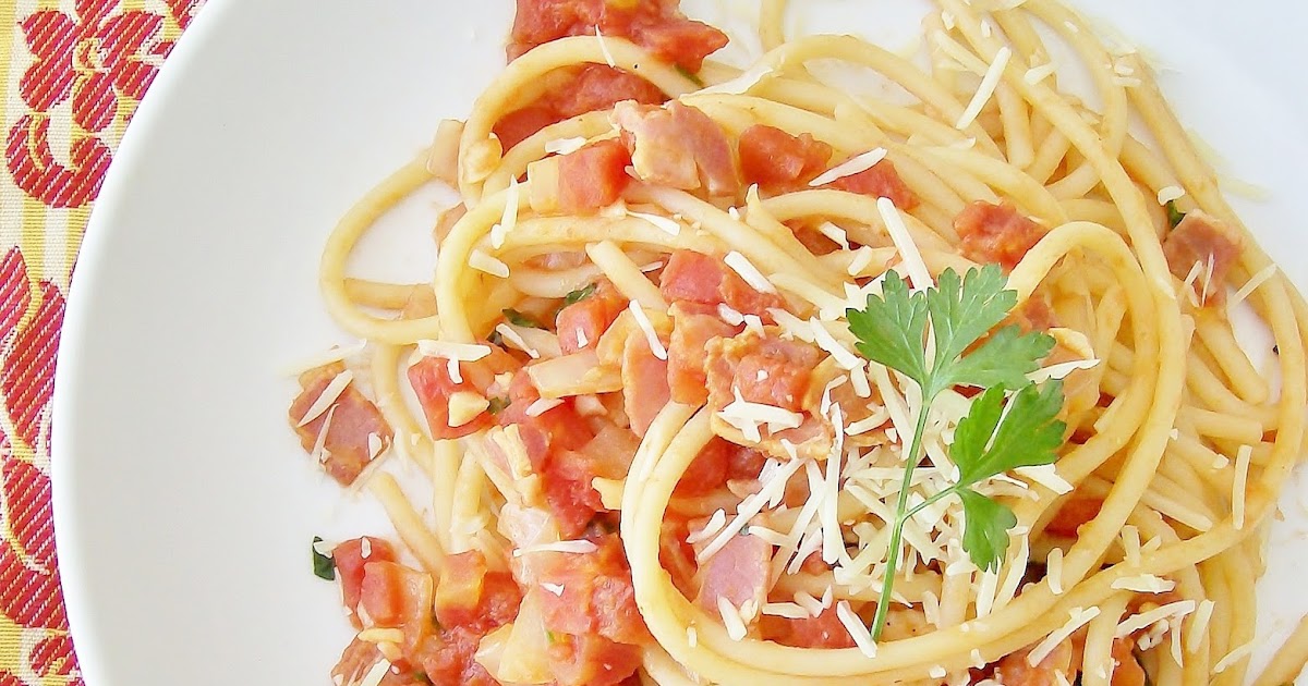 Baking with Blondie Bucatini All'Amatriciana (Pancetta & Tomatoes in