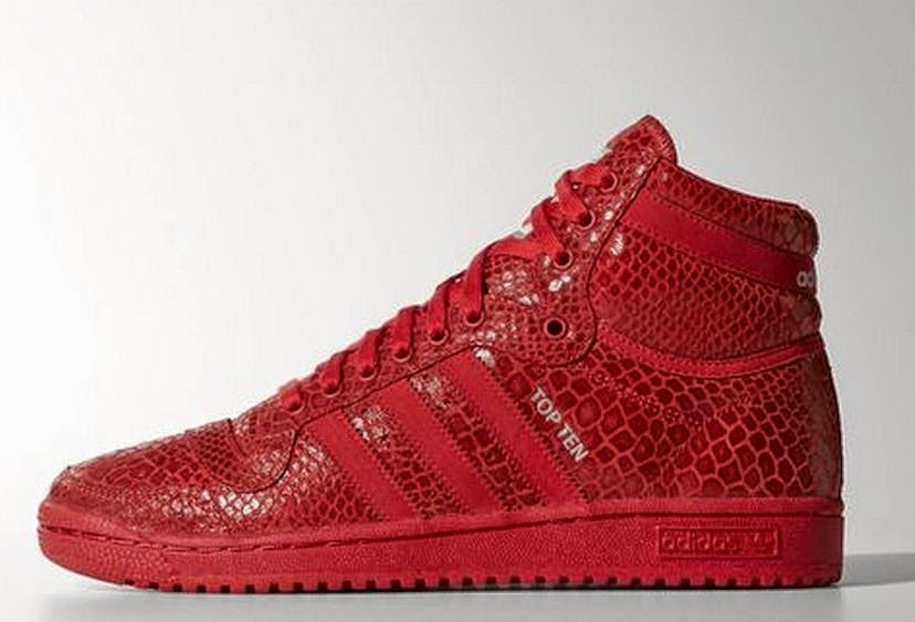THE SNEAKER ADDICT adidas Originals Top Ten High Red Snakeskin Sneaker Available Now (Detailed