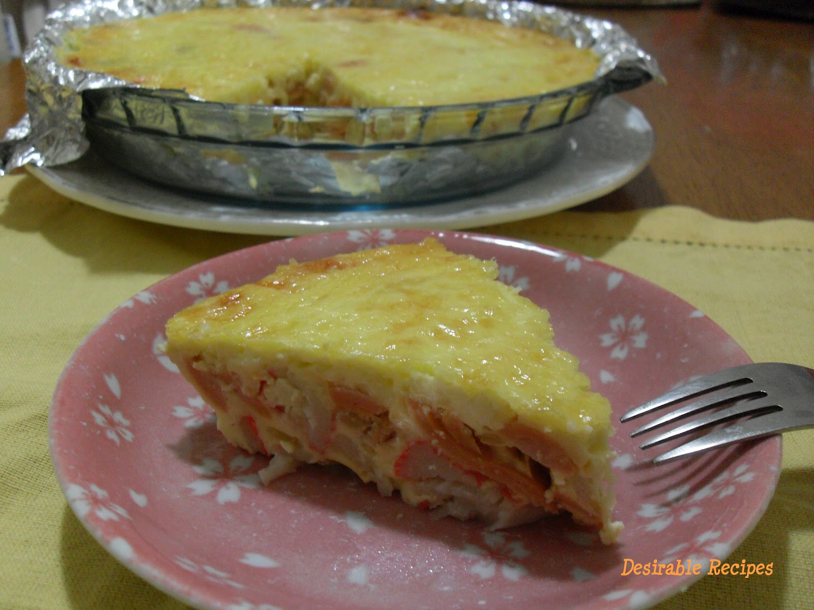 Crustless Sausage, Crab Stick Quiche