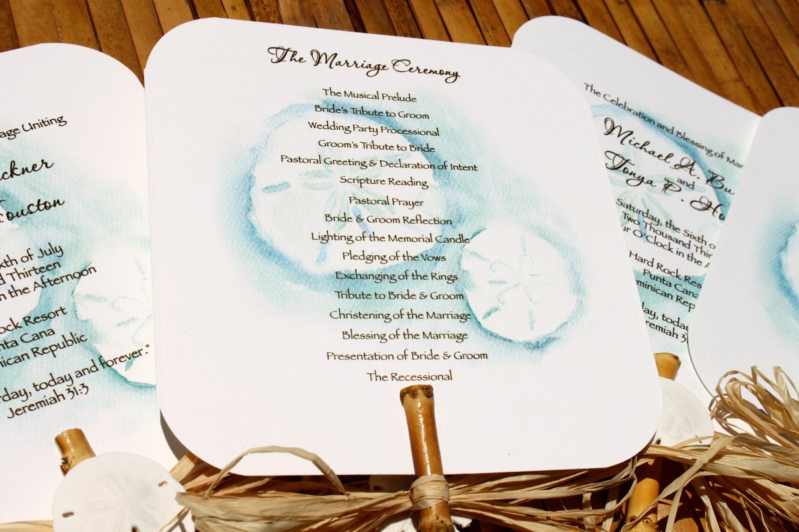 Designs By Lenila Beach Wedding Program Fans