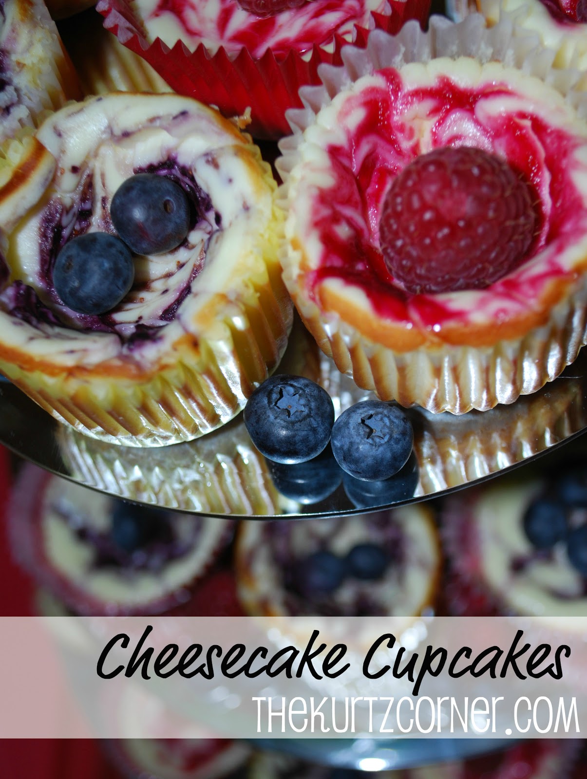 The Kurtz Corner Raspberry & Blueberry Swirl Cheesecake Cupcakes