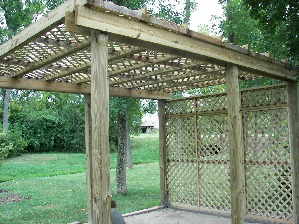 lattice pergola concrete patio things