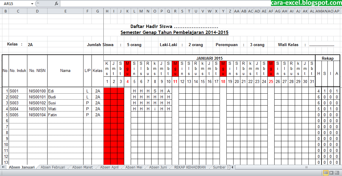 Cara Membuat Absensi di Excel CaraExcel