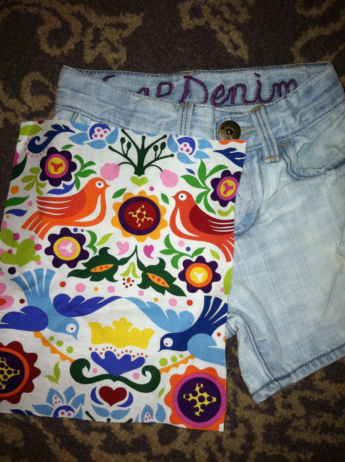 Keepin' it trendy Thrifty style DIY Mini Fabric Panel Shorts
