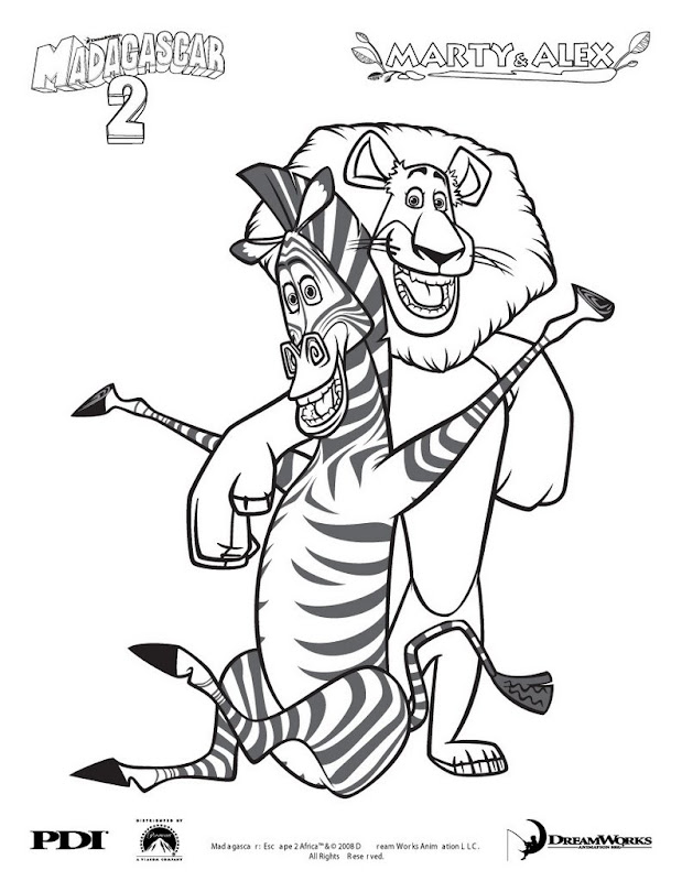 Marty Zebra Coloring Pages | Madagascar Cartoon Characters title=
