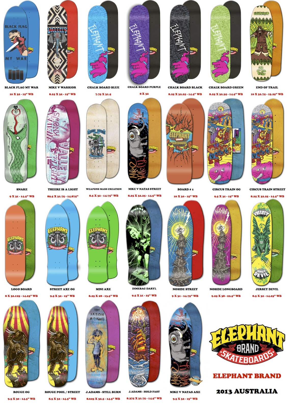 C FOUR INTERNATIONAL ELEPHANT BRAND SKATEBOARDS 2013 AUSTRALIAN RANGE