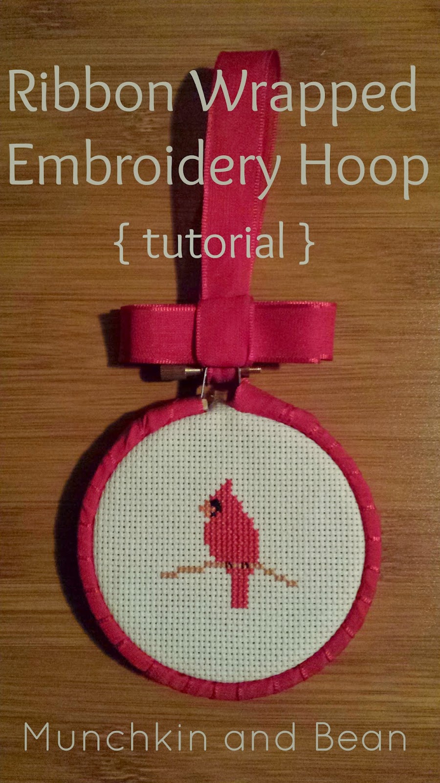 Munchkin and bean ribbon wrapped jessecmault hoop tutorial