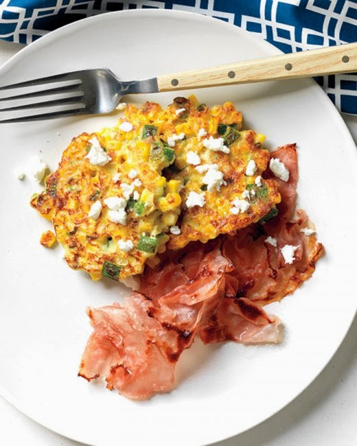 corn cakes with goat cheese recipe from Martha Stewart
