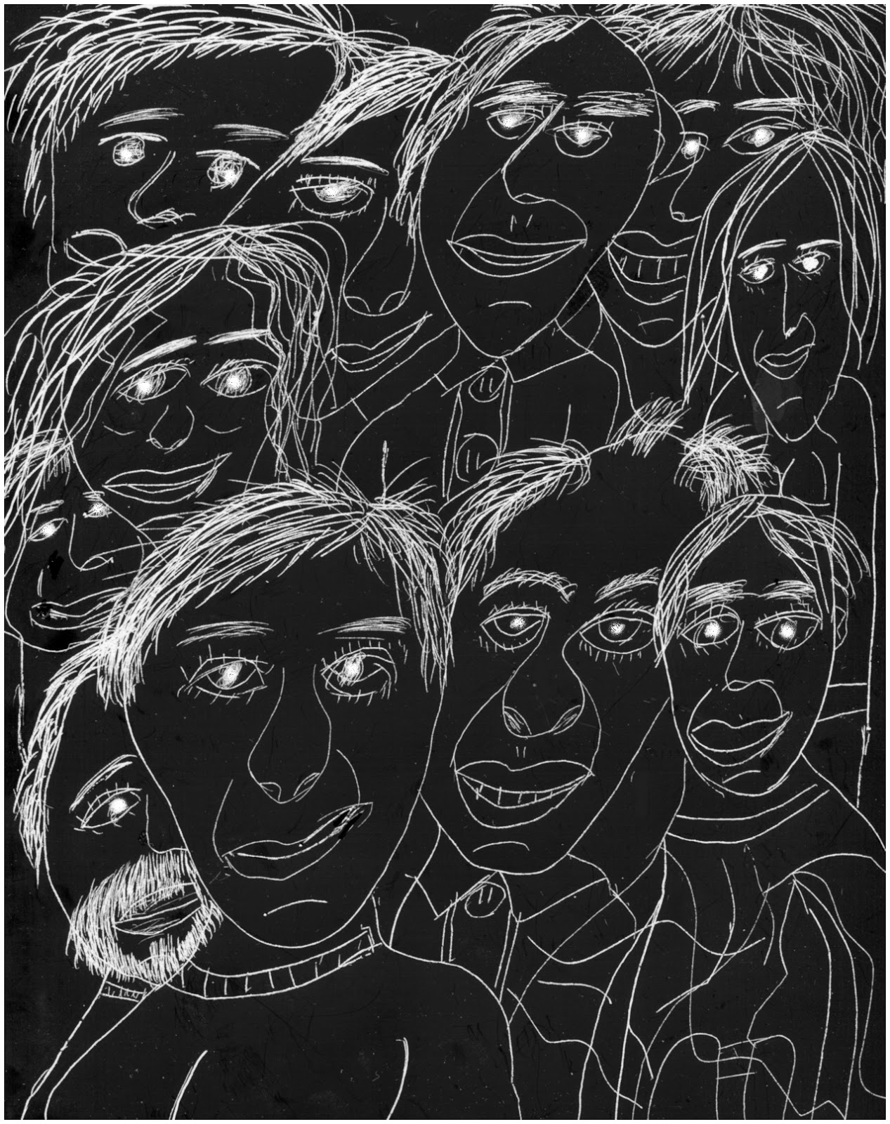 All This Is That Drawings Faces No. 533 scratchboard