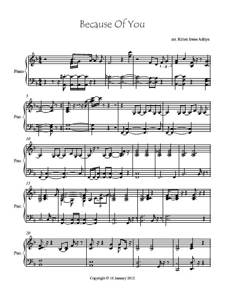 Because of You - Keith Martin Piano Score - Jazz Version Free ~ airin