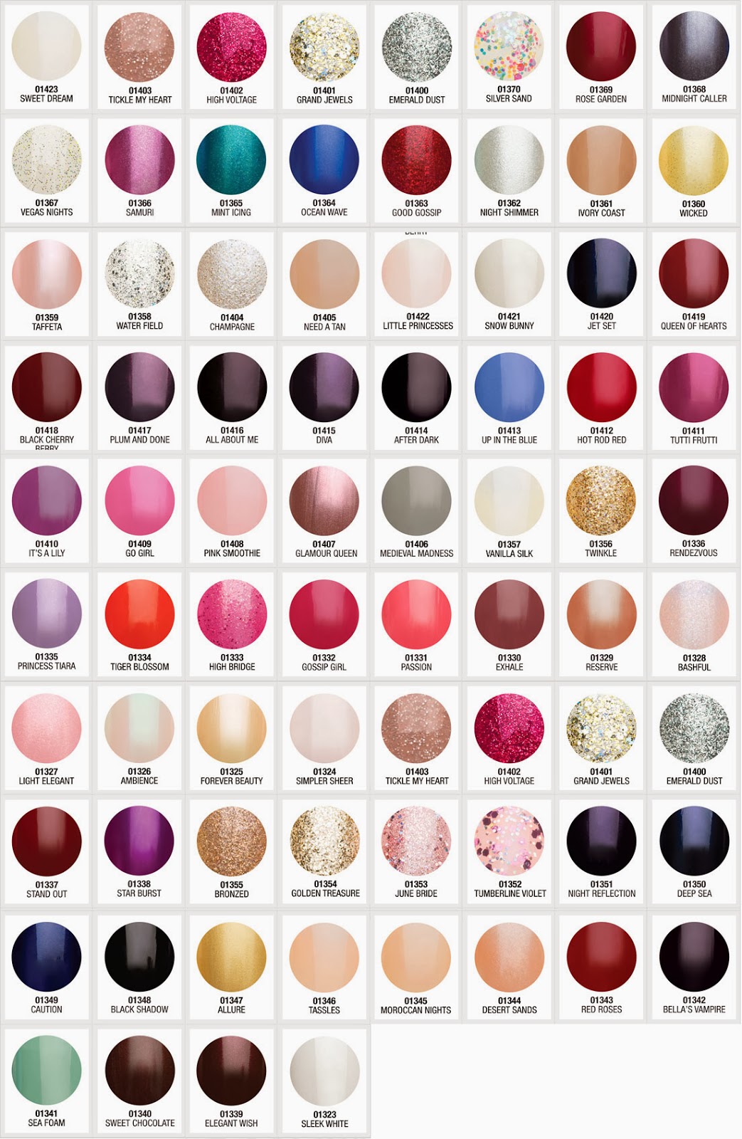 Gelish Color Chart 2014