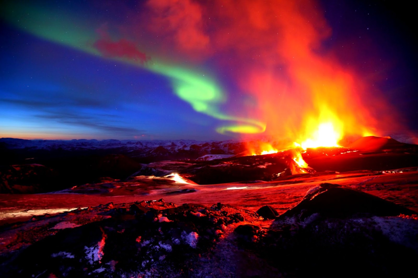 Iceland Volcano Northern Lights Iceland Volcano Northern Lights