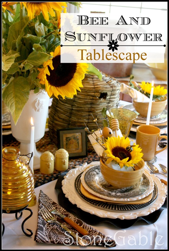 Bees and Sunflower Tablescape StoneGable