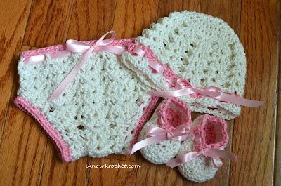 lacy crochet baby gift set