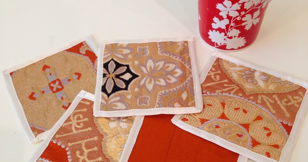 Handmade by Mashton Mashton Japanese Obi Coasters.
