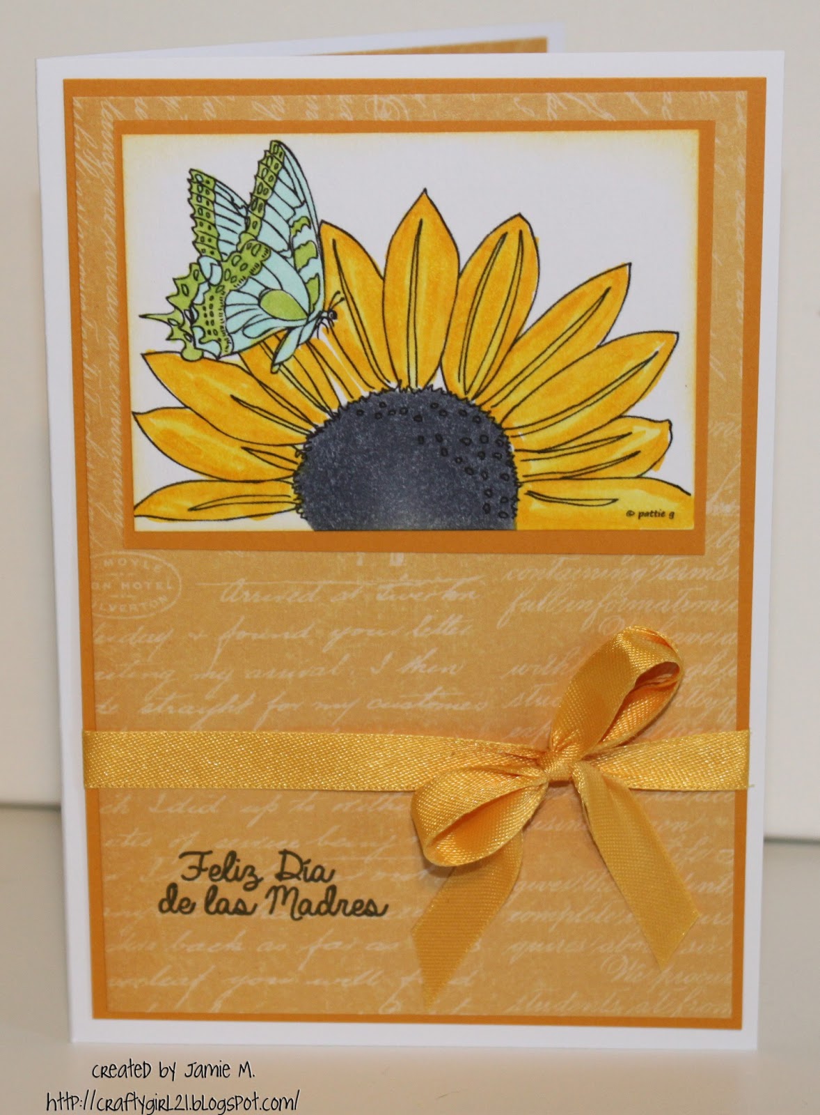 Crafty Girl 21! Yellow Spanish Sunflower Card