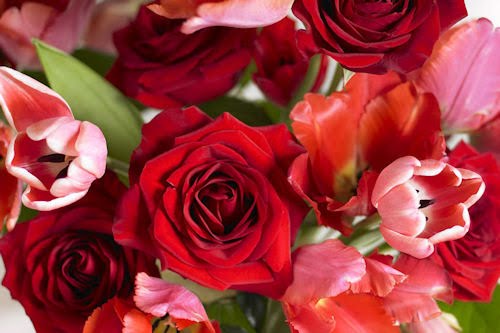 Arreglo de rosas y tulipanes - Roses and tulips