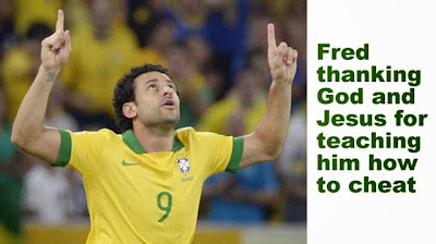 World CUp Brazil fakes it to victory fred cheats thanks God