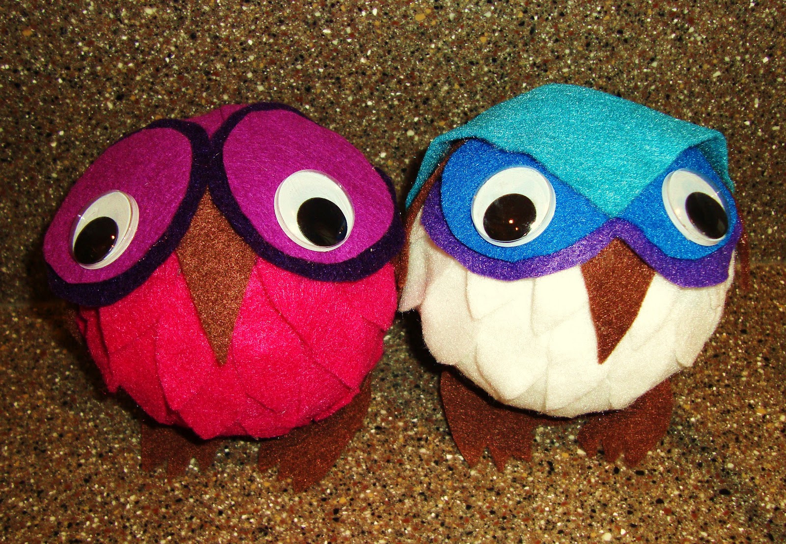 Styrofoam and Felt Owls